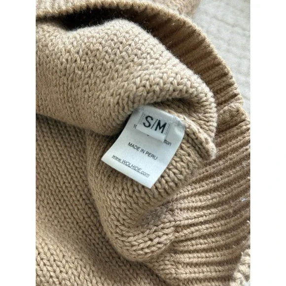 Wol Hide Sweater S/M Tan Organic Cotton Minimalist Quiet Luxury Diamond Knit - Picture 3 of 7